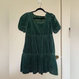 Madewell Corduroy Aidy Square-Neck Tiered Mini Dress